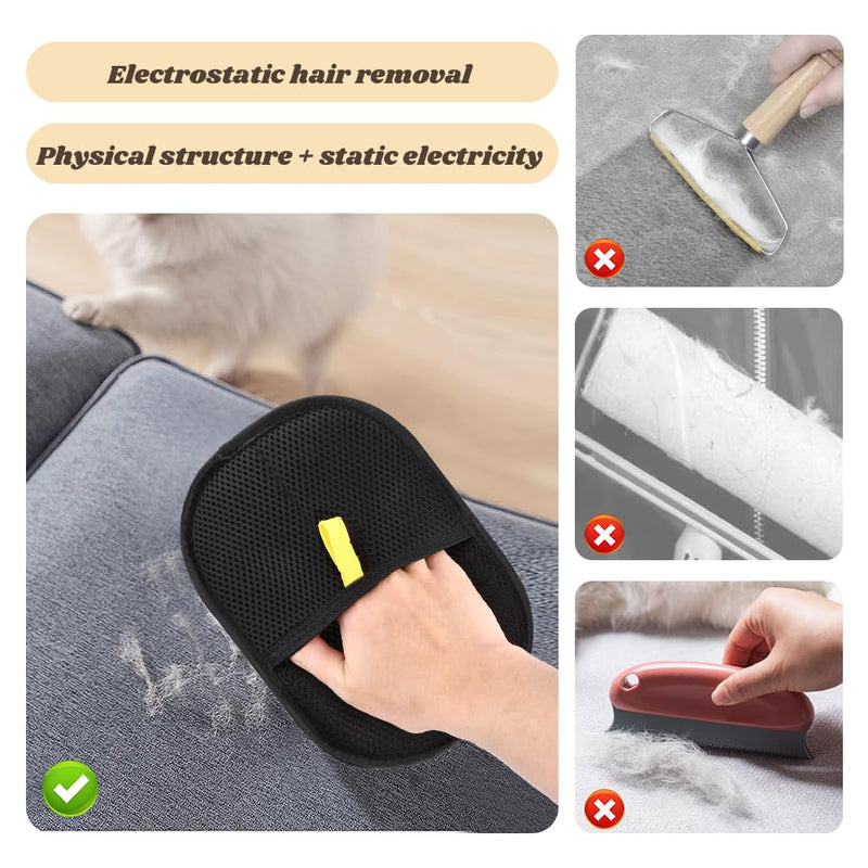 Kakalote 2pcs Pet Grooming Gloves, Pet Hair Remover Tool Cat & Dog Grooming Gloves for Shedding, Washing, Deshedding(Black) Black - PawsPlanet Australia