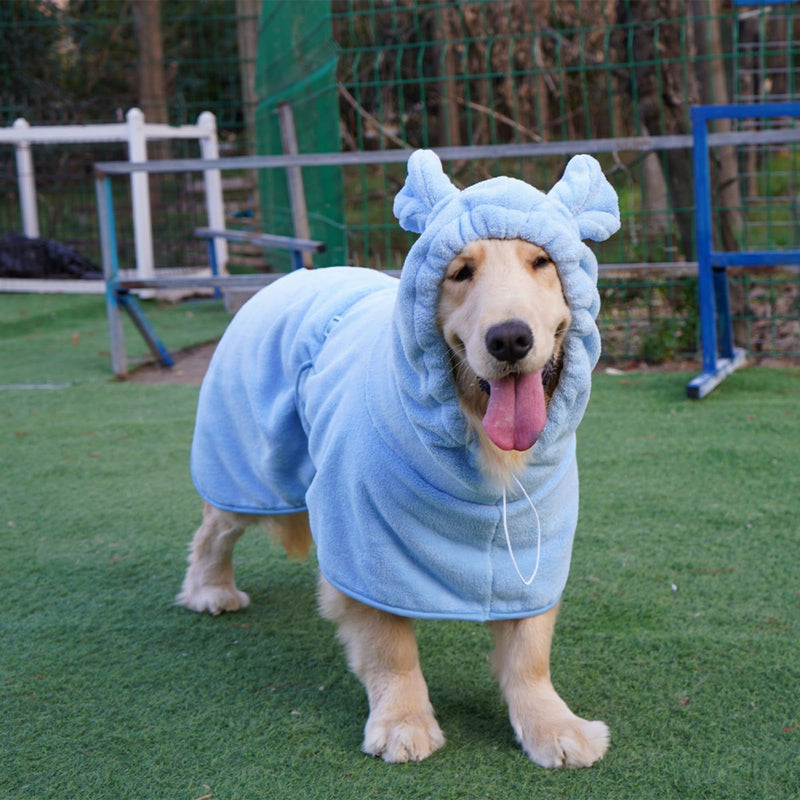 Dog Bathrobe,Super Absorbent Quick Drying Microfiber Coat Hooded Bath Towel for Puppy Small Dogs Medium Large Dog Cat (Blue, XS) Blue - PawsPlanet Australia