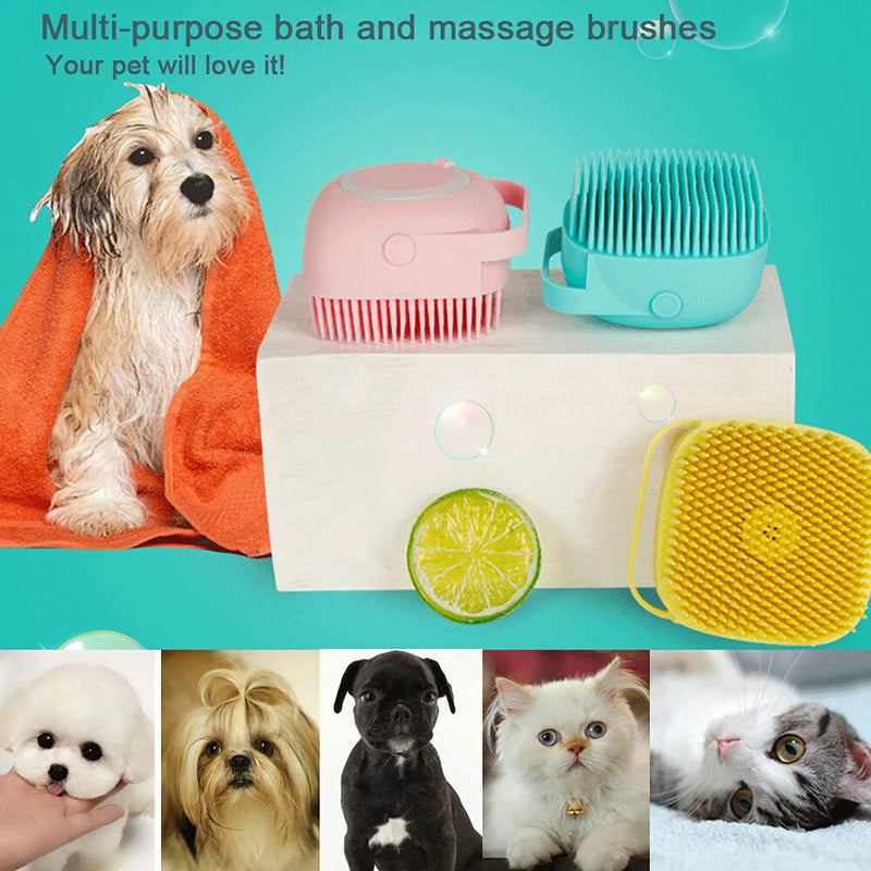 OTAVILEM Body Scrubber with Soap Dispenser for Shower, 3 Pack Silicone Exfoliating Brushes, Soft Body Exfoliator, Bath Loofah for Babies, Kids, Women, Men and Pets, 3 Colors Yellow - PawsPlanet Australia