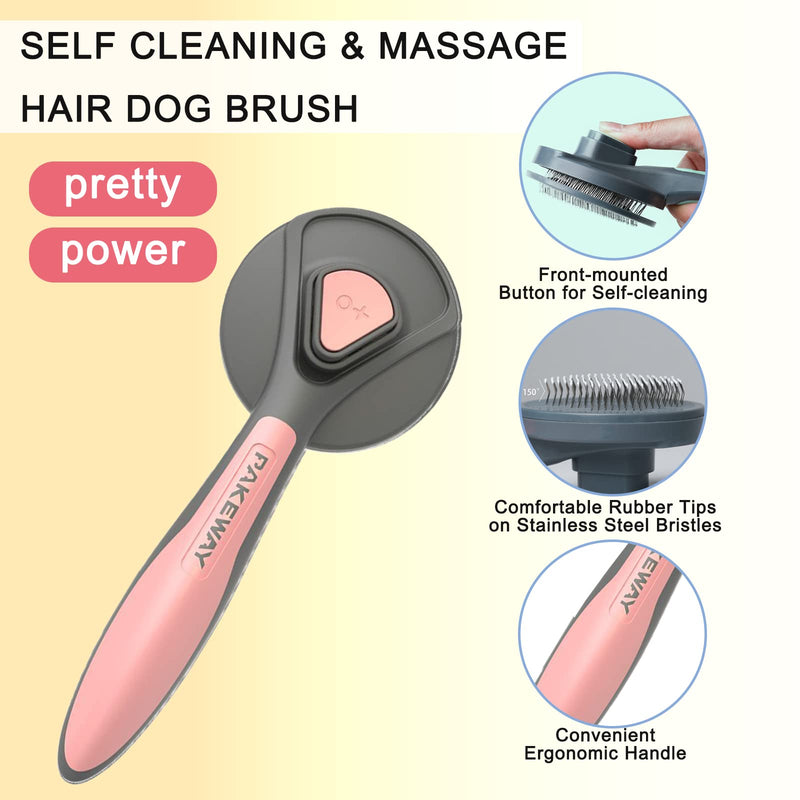 Pet Deshedding Brush Set, Undercoat Rake for Dogs & Cats - Double Sided Brush for Shedding and Dematting Comb Grooming Tool kit - Nail Clippers & Nail File Kit (4Pack) Pink - PawsPlanet Australia