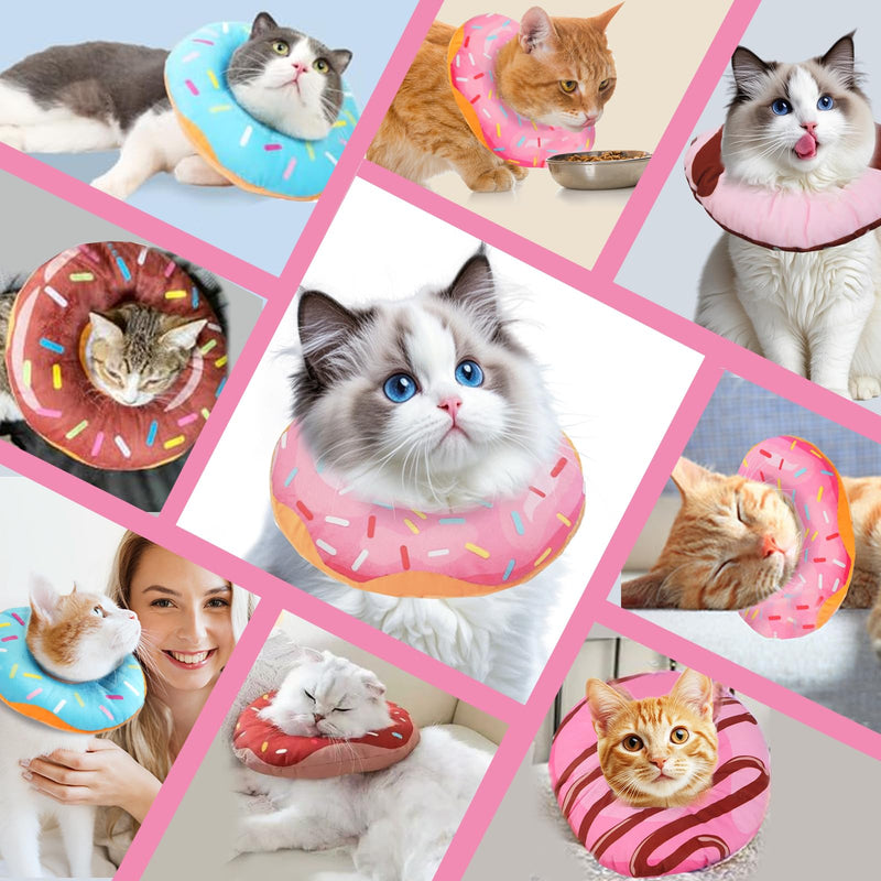 Cat Cone Collar Soft,Adjustable Cat Recovery Collar for Wound Healing Cute Donut Adjustable Kitten Cones to Stop Licking Elizabethan e Collar that can Protect Head and Foot Wounds baby blue Medium