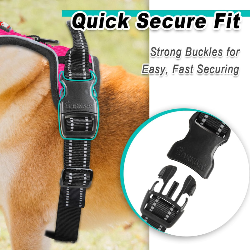 BARKBAY No Pull Pet Harness Dog Harness Adjustable Outdoor Pet Vest 3M Reflective Oxford Material Vest for pink Dogs Easy Control for Small Medium Large Dogs - PawsPlanet Australia