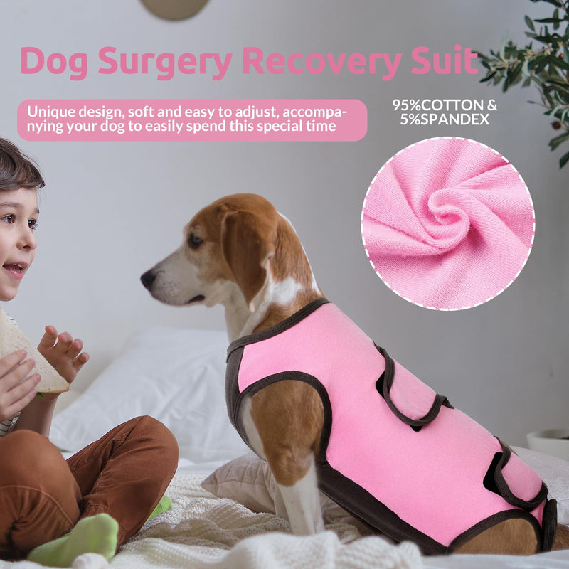 ASENKU Dog Recovery Suit for Female Male Dog, Post Surgery Dog Onesie,Medical Pet Shirt,Dog Operation Recovery Suit Spay for Small,Medium and Large Dogs, Comfortable Cone Alternative L Pink