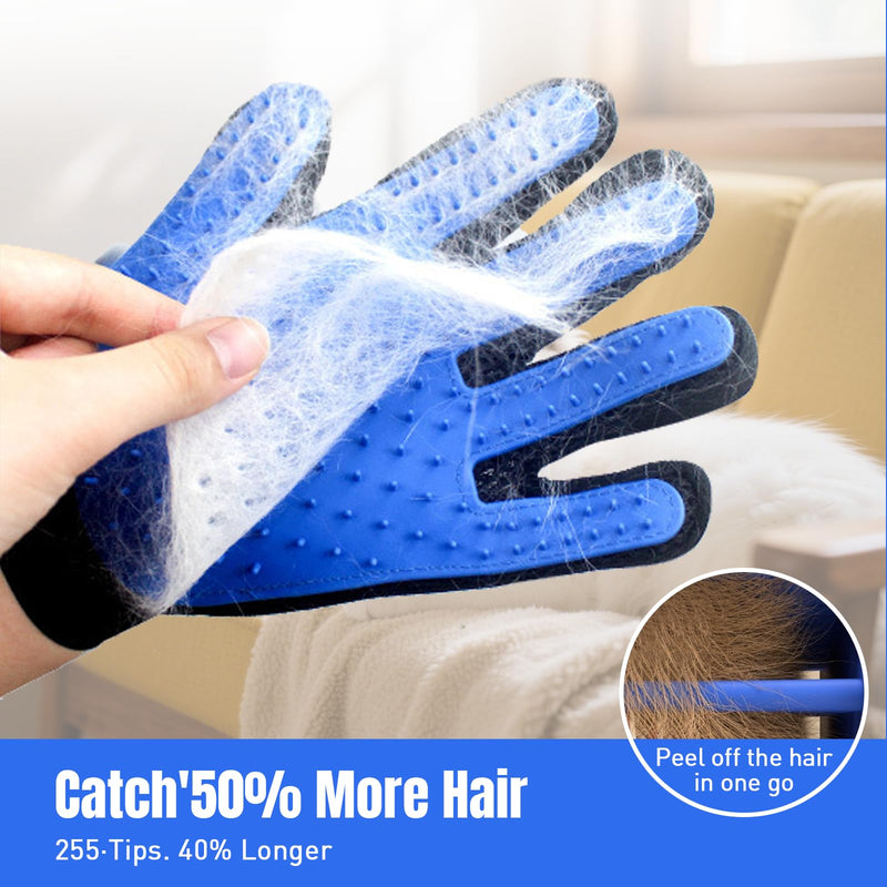 Cat & Dog Grooming Gloves for Shedding, 4PCS Efficient Deshedding Pet Grooming Gloves for Dogs with 1PCS Pet Hair Remover Gloves, Cats & Horses with Long & Short Fur - PawsPlanet Australia