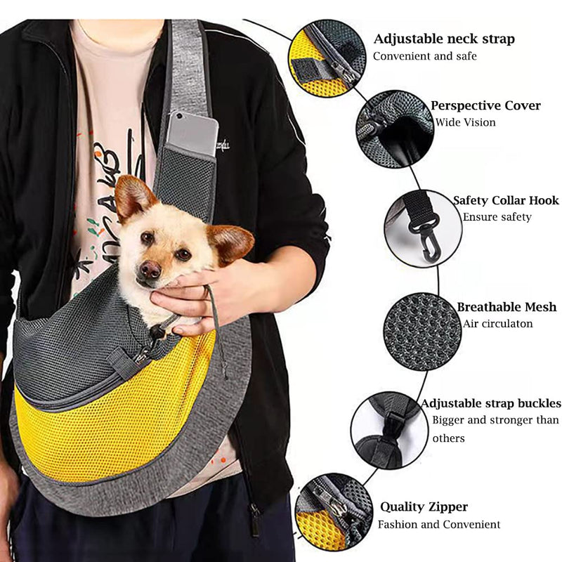 Pet Dog Sling Carrier, Breathable Mesh Hand Free Adjustable Travel Safe Puppy Sling Bag Dog Satchel Carrier for Dogs Cats Rabbit Small Animals (Adjustable Buckle for Under 5 lbs, Green) Adjustable Buckle for Under 5 lbs - PawsPlanet Australia
