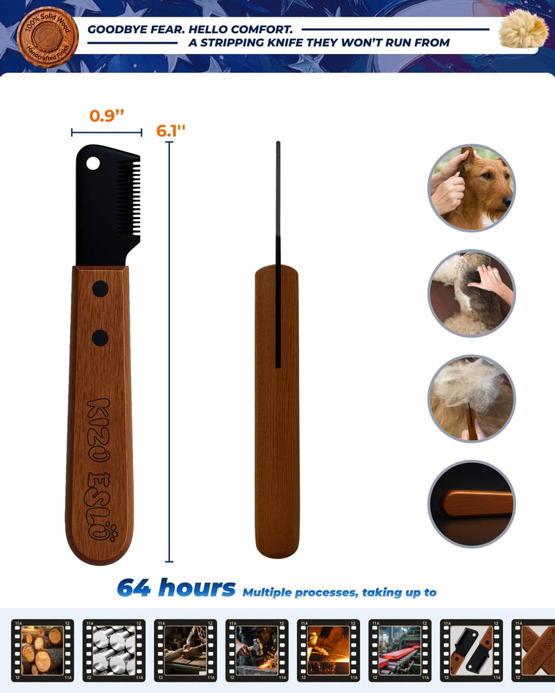 Stripping Knife for Dogs – Gentle Hand Stripping & Carding Knife for Terriers & Double-Coated Breeds, Solid Sapele Hardwood & Black Oxide Stainless Steel, Easy to Clean,Dog Grooming Tool(Left-Handed) Left-Handed - PawsPlanet Australia