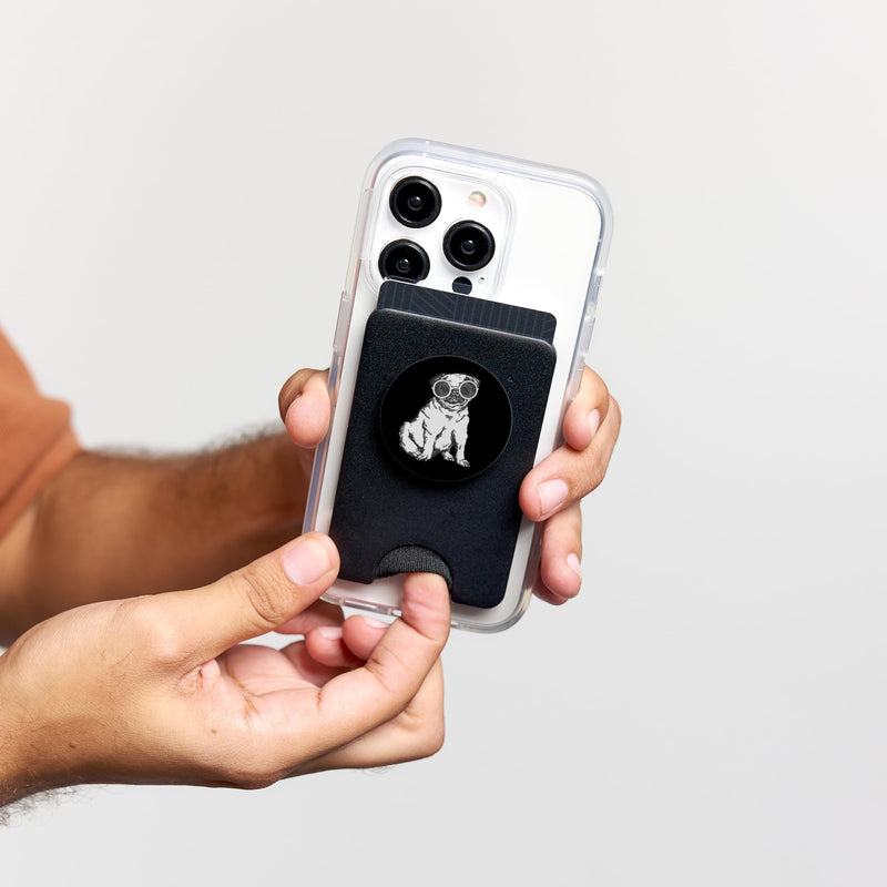 pug dog sunglasses quirky whimsical cute pet funny puppy PopSockets PopWallet for MagSafe Magnetic PopWallet - PawsPlanet Australia