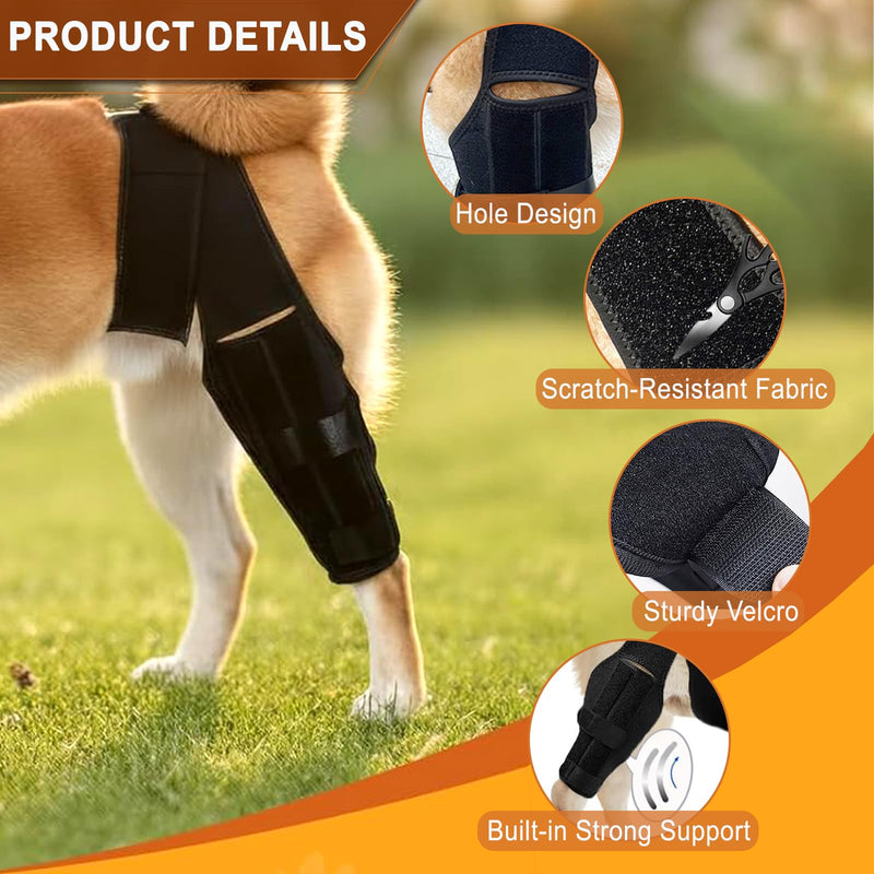 Dog Knee Brace for Torn ACL Hind Leg, Front Back Leg Support with Side Stabilizers Vet-Recommended Dog Joint Protection Arthritis Pain Relief Recovery Brace for Small Medium Large Dogs L Black