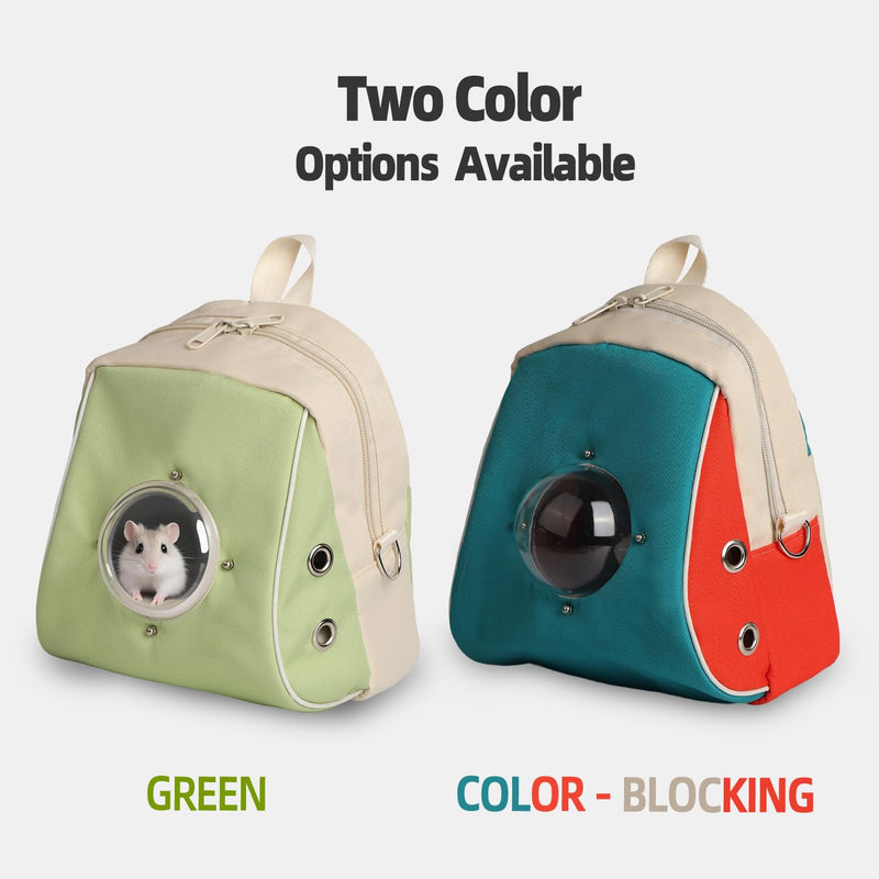 Small pet Carrier with Breathable Design Featuring Shoulder Straps and Panoramic Windows, Suitable for Hamsters, Rats, Squirrel, Sugar Gliders, Birds(Color Blocking) Color blocking - PawsPlanet Australia