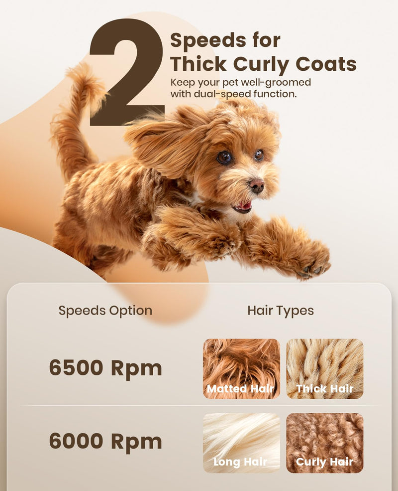 oneisall Dog Grooming Clippers for Thick Heavy Coats,Low Noise Cordless Dog Grooming Kit with Metal Blades, All Stainless Steel, 2 Speeds - PawsPlanet Australia