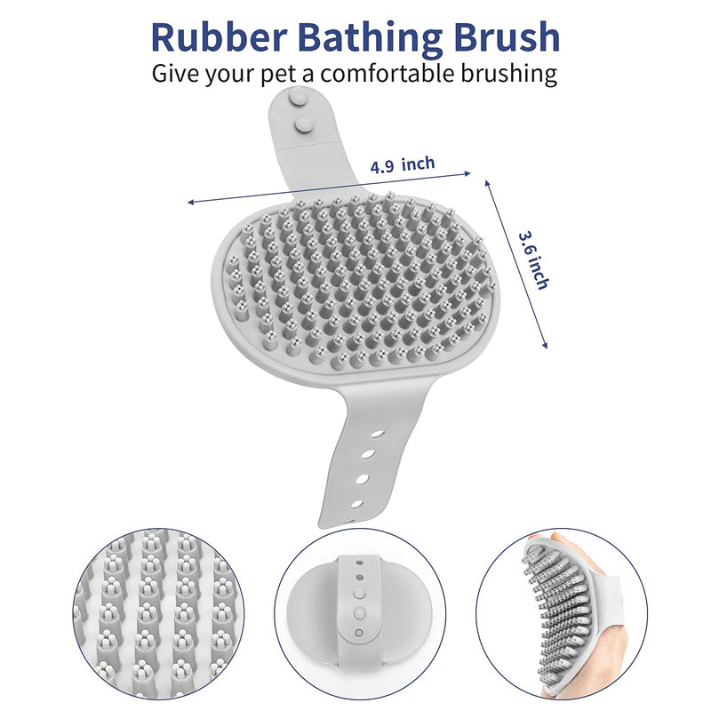 5 in 1 Dog Grooming Kit - Self-Cleaning Slicker Brush for Shedding Short Long Haired Dogs & Cats, Includes Pet Comb, Flea Comb, Bath Brush, Undercoat Rake - Complete Fur Care Set - Gray - PawsPlanet Australia