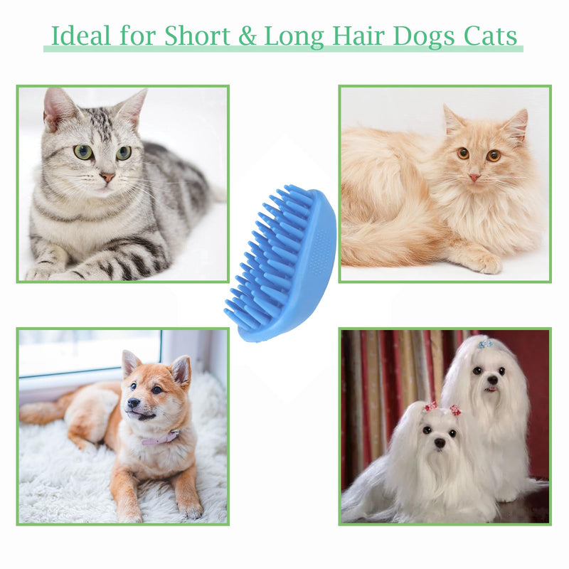 Dog Bath Brush, Pet Silicone Shampoo Brush, Rubber Shower Wash Curry Brush for Short Long Haired Dogs Cats Shedding Grooming and Massage, Pet Rubber Brush Removes Loose & Shed Fur (Blue) Blue - PawsPlanet Australia