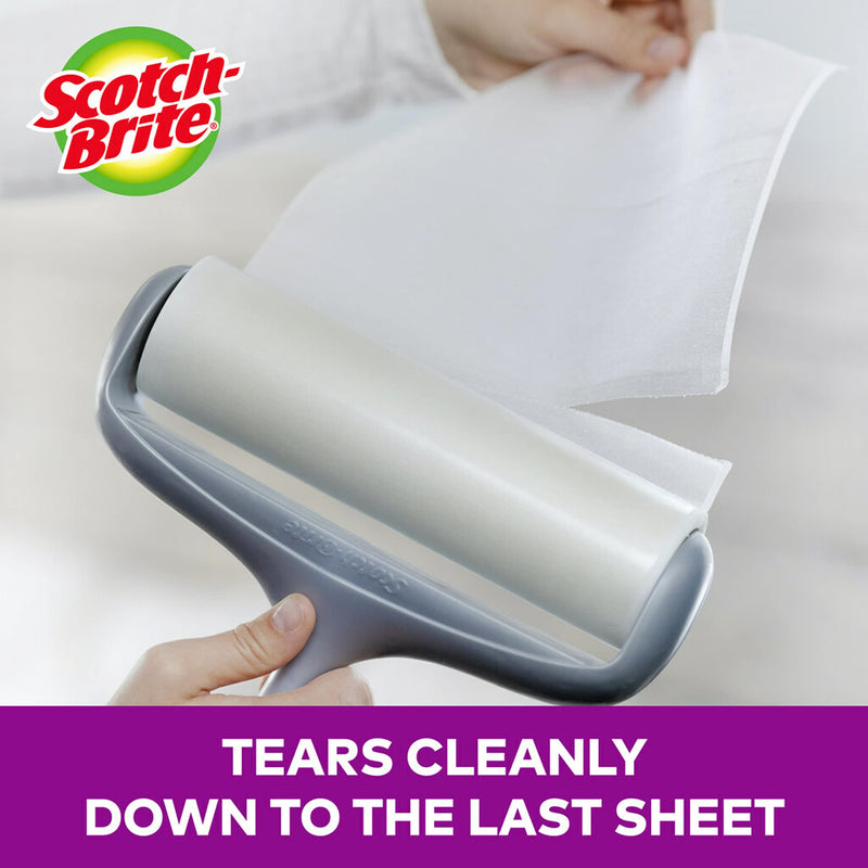 Scotch-Brite Pet Extra Sticky Large Surface Roller, Designed for Pet Hair (60 Sheets) + Scotch-Brite 50% Stickier Large Surface Roller Refill, 60 Sheets (Pack of 4), 240 Sheets Total - PawsPlanet Australia
