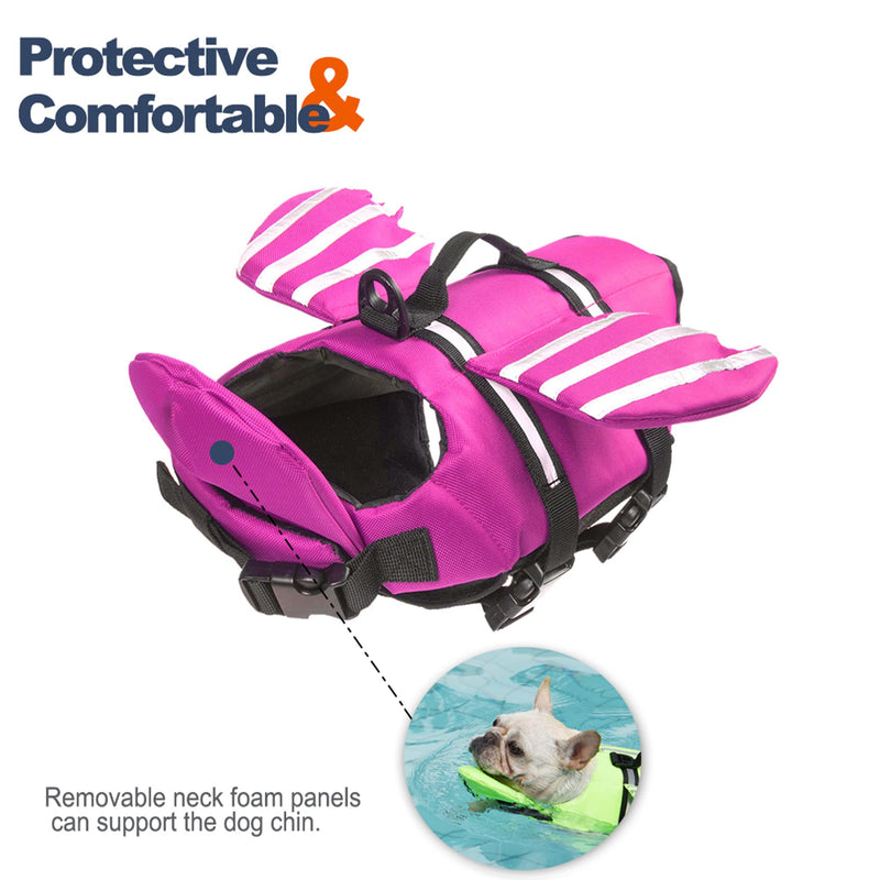 Dog Life Jacket, Wings Dog Life Vest with Chin Float Rescue Handle for Small Medium Large Dogs, Adjustable High Visibility Flotation Pet Safety Swim Vest for Swimming Boating (Pink, S) S (Chest Girth 16.1"-20.9") Pink - PawsPlanet Australia