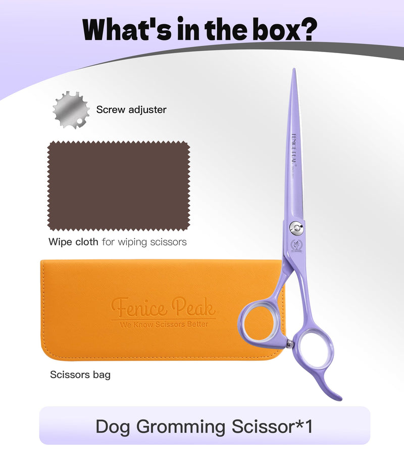 Fenice Peak 6.5" Professional Thinning Dog Grooming Scissors, Japanese 440C Stainless Steel Dog Thinning Shears, Lightweight Pet Trimming Scissors for Face, Body, and Paws, Violet Single Thinner Scissor