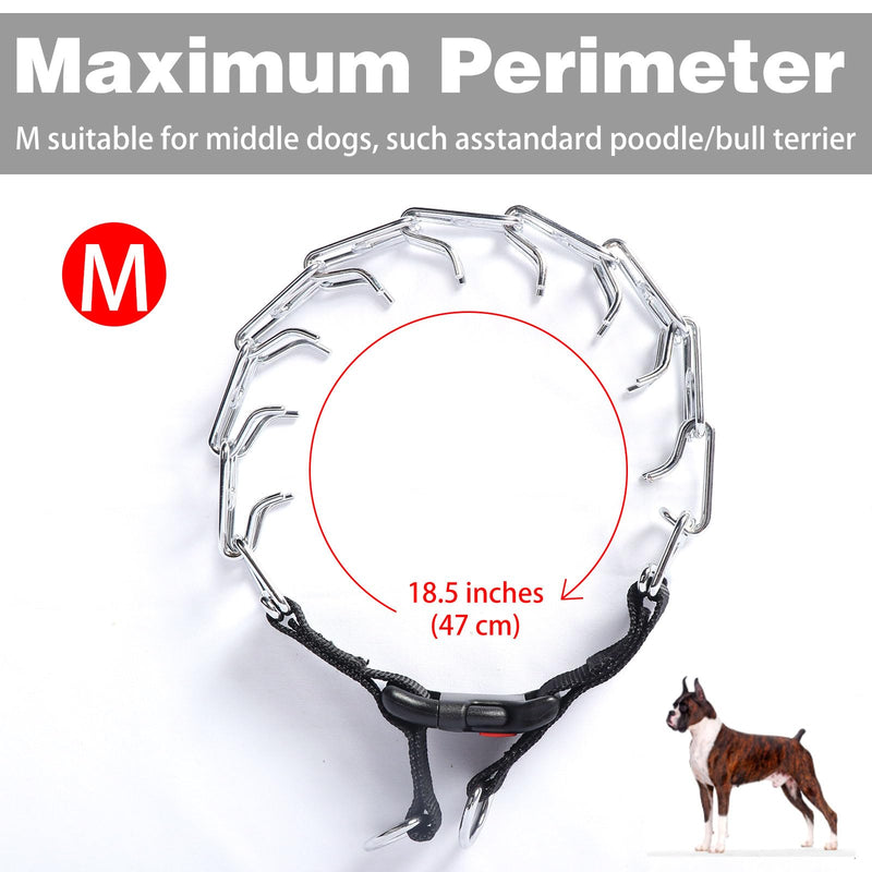 Dog Prong Collar, Walking Training Collar for Small Medium Large Dogs with Quick Release Buckle, Adjustable Pinch Collar with Rubber Caps, No Pull Dog Collar Prong(M,16"-18") M (Neck: 16"-18" ) - PawsPlanet Australia