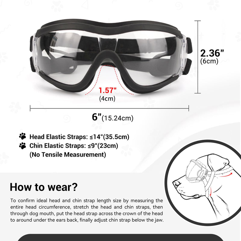 NAMSAN 2 Pair of Dog Goggles, Clear/Black, UV Protection Dog Sunglasses for Medium to Large Dogs, Windproof Driving Dog Eye Protection, Dog Glasses with Elastic Straps, Adjustable 2PCS(Large) - PawsPlanet Australia