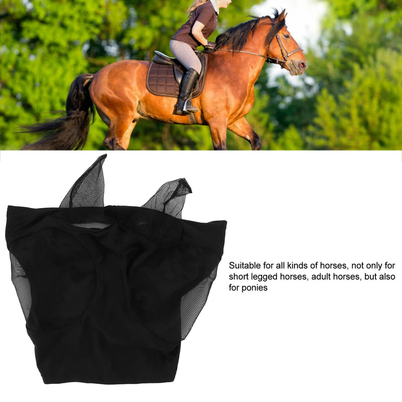 Horse Fly Mask with Ears Protection Professional Sun Comfortable and Breathable Design for Barn Horses Black 44x36cm