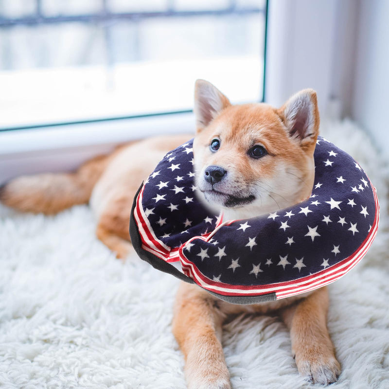 PRETYZOOM Inflatable Pet Neck Collar for Dogs and Cats, Skin-Friendly Made of Fabric and PVC, Easy Storage for Post-Surgery Recovery, Adjustable for Neck Circumference 15-45cm