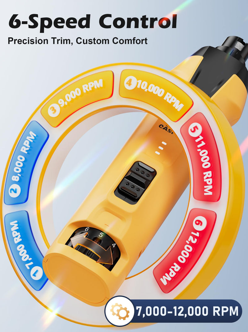 Casfuy 6-Speed Dog Nail Grinder – 50% Boosted Power Dog Nail Trimmers Quiet with Dual LED Lights & Dust Collector & 4.8V Copper Motor Electric Pet Toenail File Tool for Large Medium Small Dogs and Cat Yellow - PawsPlanet Australia