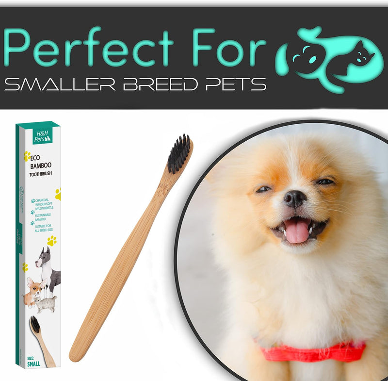 H&H Pets Bamboo Toothbrush Set for Dogs and Cats - Soft Bristles & Biodegradable Wooden Toothbrush, Puppy Supplies, Dog Brush Set, Pet Supplies Dog Grooming Kit Eco-Friendly (Size Small, 3-Count Pack) 1 Count (Pack of 3) - PawsPlanet Australia