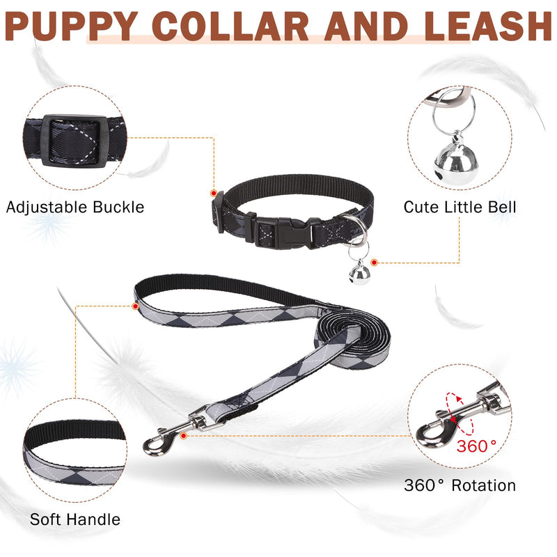 SCENEREAL Small Dog Harness and Leash Collar Set, Step in No Pull Soft Mesh Dog Harnesses for Small Medium Sized Dogs Puppy and Cats Outdoor Walking, No Chock Reflective Vest Harness, Black Plaid S S: Chest Girth: 14.5"-16" - PawsPlanet Australia