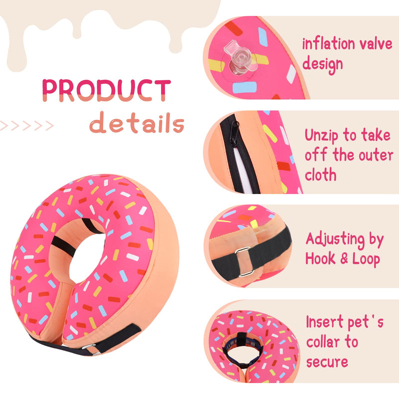 Supet Inflatable Dog Cone Collar for Large Medium Small Dogs, Soft Cone Collar for Dogs Cats, E Collar Dog Neck Donut Dog Cone Alternative After Surgery Donut Pink M(Neck 9"-13") - PawsPlanet Australia