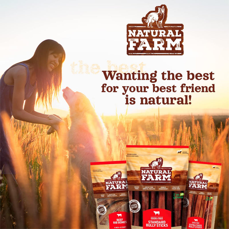 Natural Farm Gullet Sticks (6 Inch, 25 Pack), Grain-Free, Preservative-Free & Fully Digestible Beef Esophagus – Gentle Yet Effective Fun - Best for Light, Pups & Senior Chewers 6-inch 6 Inch (Pack of 25) - PawsPlanet Australia