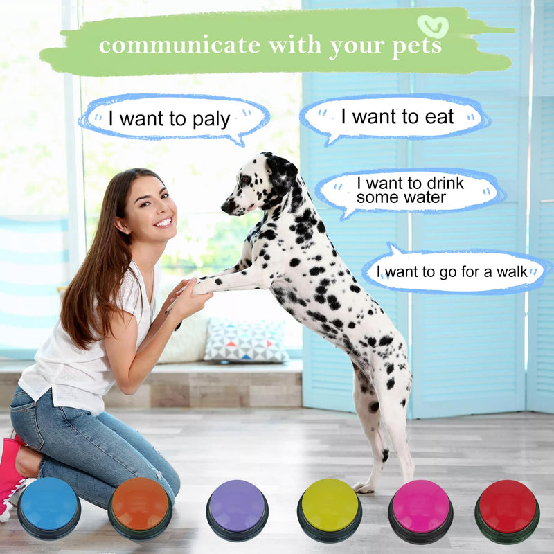 Set of 6 Dog Buttons for Communication, Voice Recordable Buttons for Classroom, Dog Training Talking Buttons Starter Set, Pet Easy Speaking Buttons Tools - PawsPlanet Australia