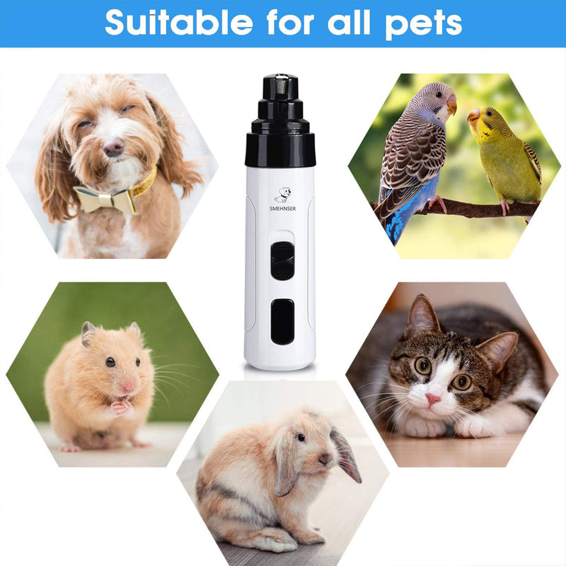 Nail Grinder, Low Noise Nail Grinder - USB Rechargeable Pet Nail Trimmer with Grinding Heads, 2 Speeds & Safety Guard for Pets (Nail Grinder) - PawsPlanet Australia