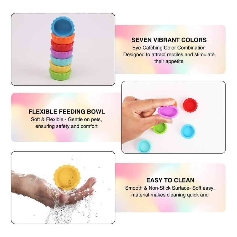 LOGJAM 21 Pack Crested Gecko Food and Water Dish, Silicone Reptile Food Bowl, Gecko Tank Accessories for Hermit Crab, Tarantula, Isopods and Lizard, 7 Colors - PawsPlanet Australia