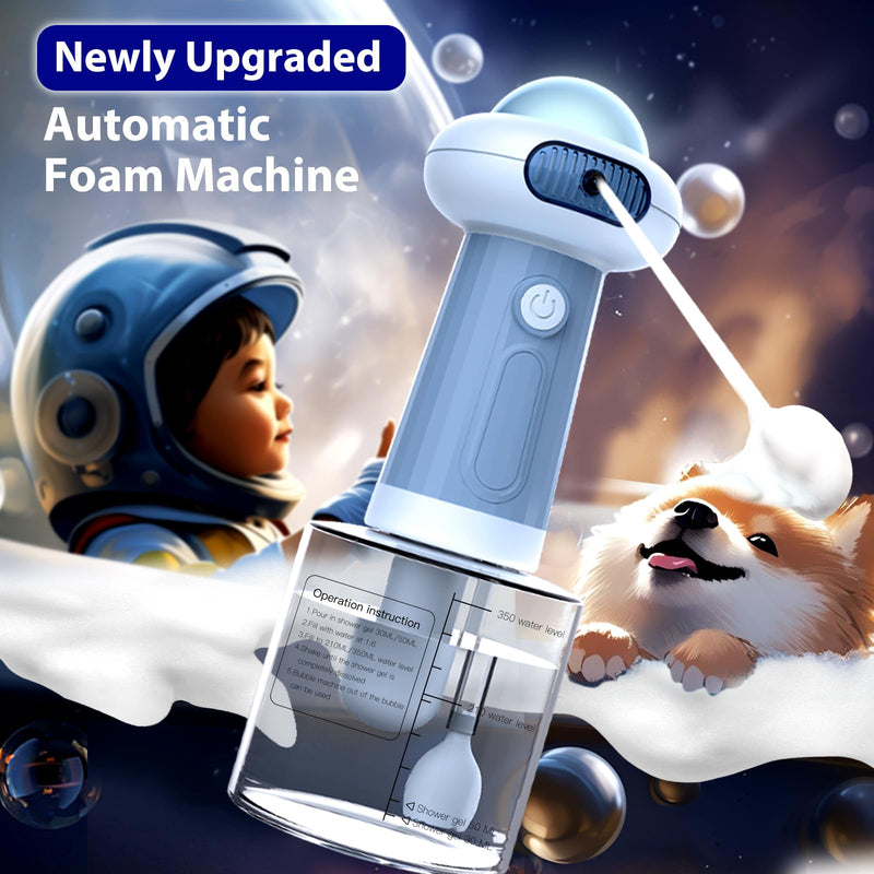 Waterproof Upgrade Dog Bath Supplies, Electric Dog Shower Foam Machine, Automatic Dog Soap Dispenser, Magnetic Charging Shampoo Frother for Dogs, Dog Bubble Machine for Pet Dog Cat Puppy Children-Blue Blue - PawsPlanet Australia