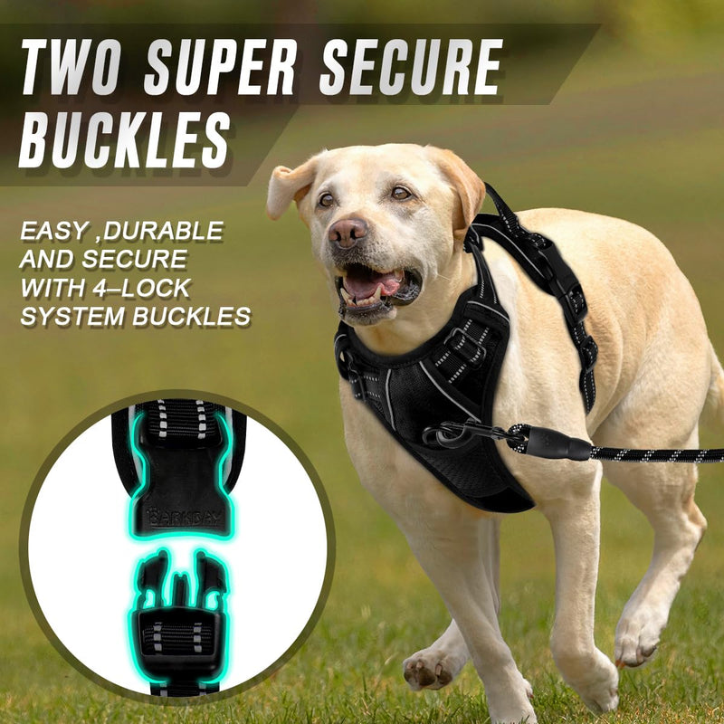 BARKBAY No Pull Dog Harness Front Clip Heavy Duty Reflective Easy Control Handle for Large Dog Walking(Black,XL) X-Large(Chest:30-38”) Black