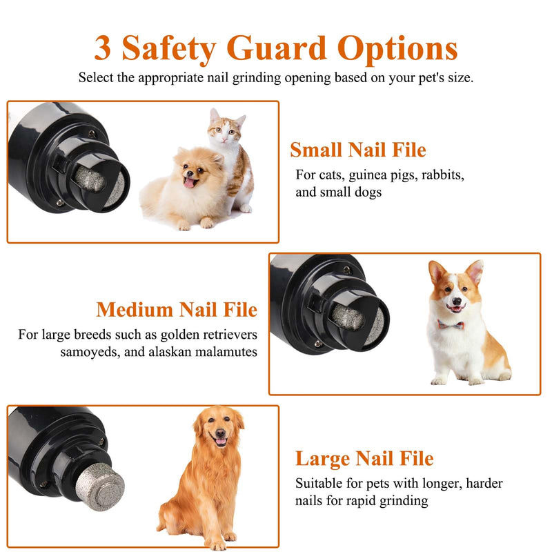 Silent Dog Nail Grinder Cordless Electric Pet Nail Trimmer USB Rechargeable Dog Claw Grinders Low Noise Diamond Bit Nails Clippers File Trimmer for Dogs & Cat