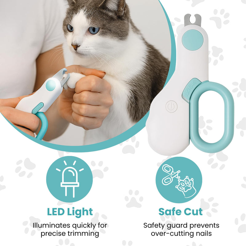 LED Pet Nail Clipper with Safety Guard for Cats & Small Dogs - Claw Trimmer with Light for Nail Bloodline - Razor Sharp Blades for Kitten Bunny Rabbit Bird Ferret Guinea Pig Hamster - PawsPlanet Australia