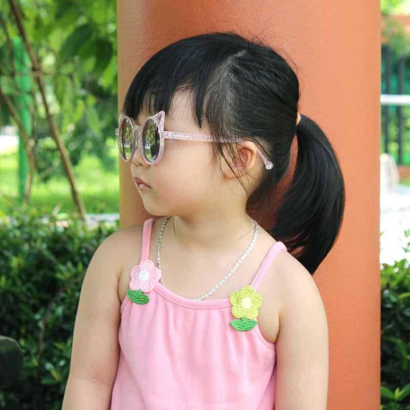 Kids Sunglasses Polarized UV400 Protection | Cat Ears Toddler Sunglasses Ages 2-8 | Gift Ideas For Girls Princess Pink Glitter