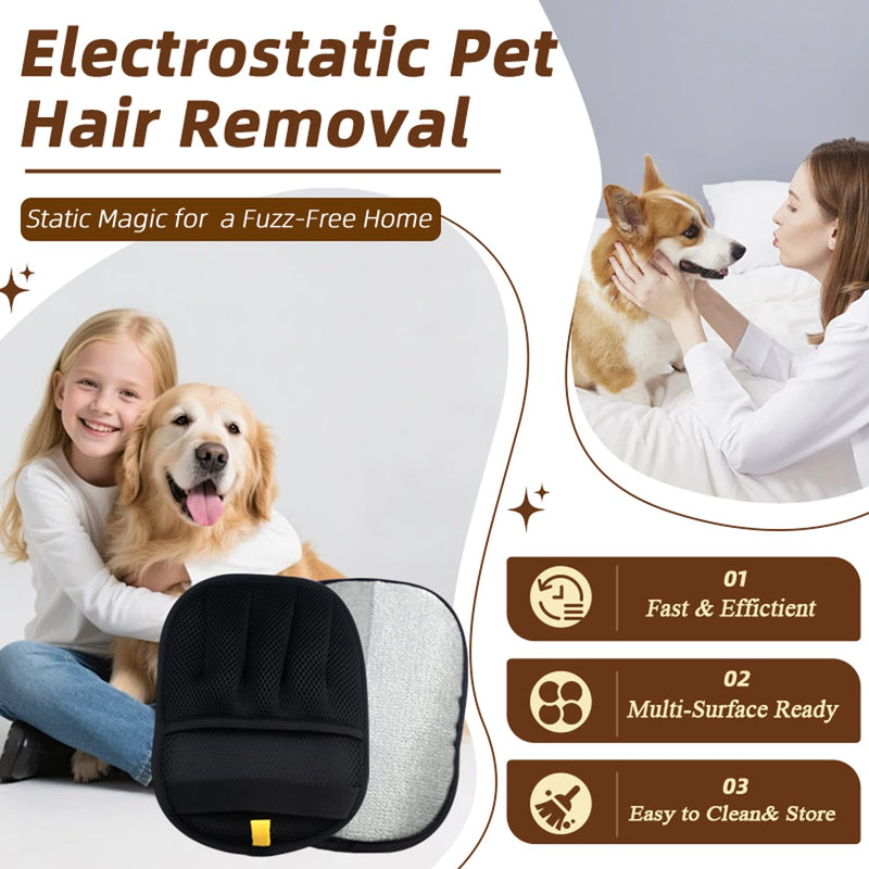 Upgraded 5-Finger Electrostatic Pet Hair Removal Glove for Cats & Dogs - Reusable, Washable, Eco-Friendly Grooming Tool for Furniture, Carpet, Car Seat, Clothes - PawsPlanet Australia