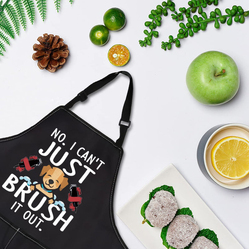 PLITI Dog Groomer Apron For Women Pet Hairdresser Gift Dog Grooming Gift No I Can't Just Brush It Out Dog Stylist Gift Brush it out APU