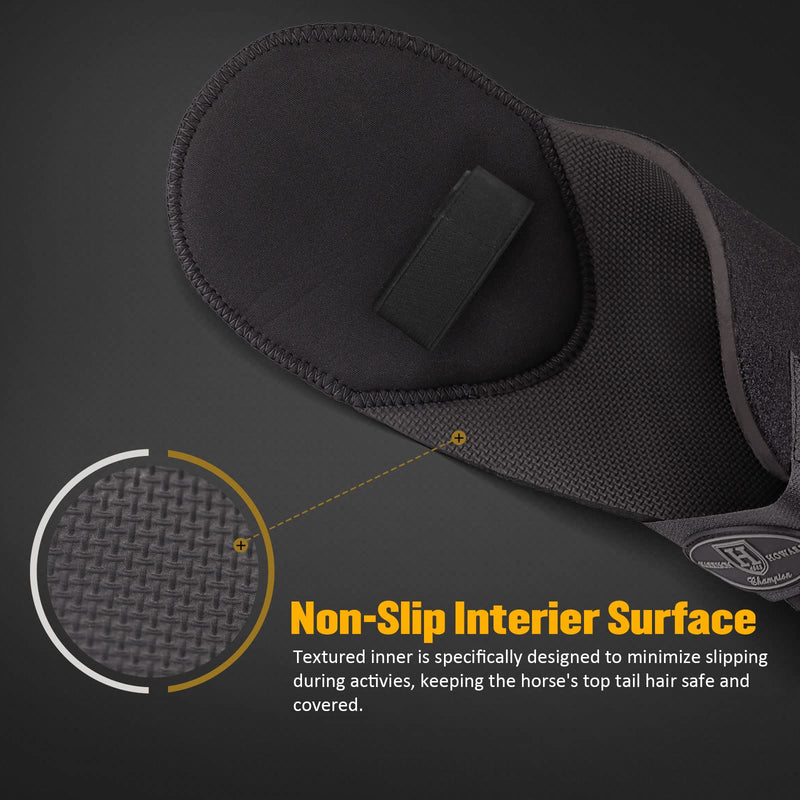 Harrison Howard Adjustable Touch Fasteners Quality Neoprene Versatile Horse Tail Guard Equine Tail Wrap Black - PawsPlanet Australia