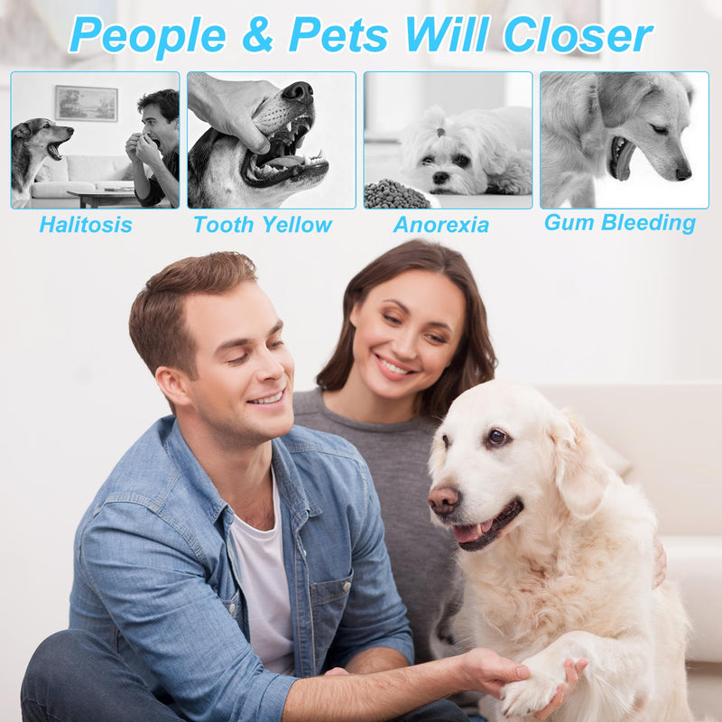 Set of 10 Dog Toothbrushes, 4 Finger Cots Dog Dental Care, 2 Triple Dog Toothbrushes, 4 Double Head Toothbrush for Dogs and Cats, Teeth Cleaning & Halitosis Reducing