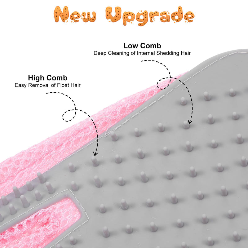 2 in 1 Pet Grooming Glove for Cats & Dogs, Efficient Deshedding Brush Pet Long Short Fur Removal Glove, Gentle Massaging Puppy Kitten Bathing Grooming Brush Tool, Easy Clean Floating Hair Mitt Pink - PawsPlanet Australia
