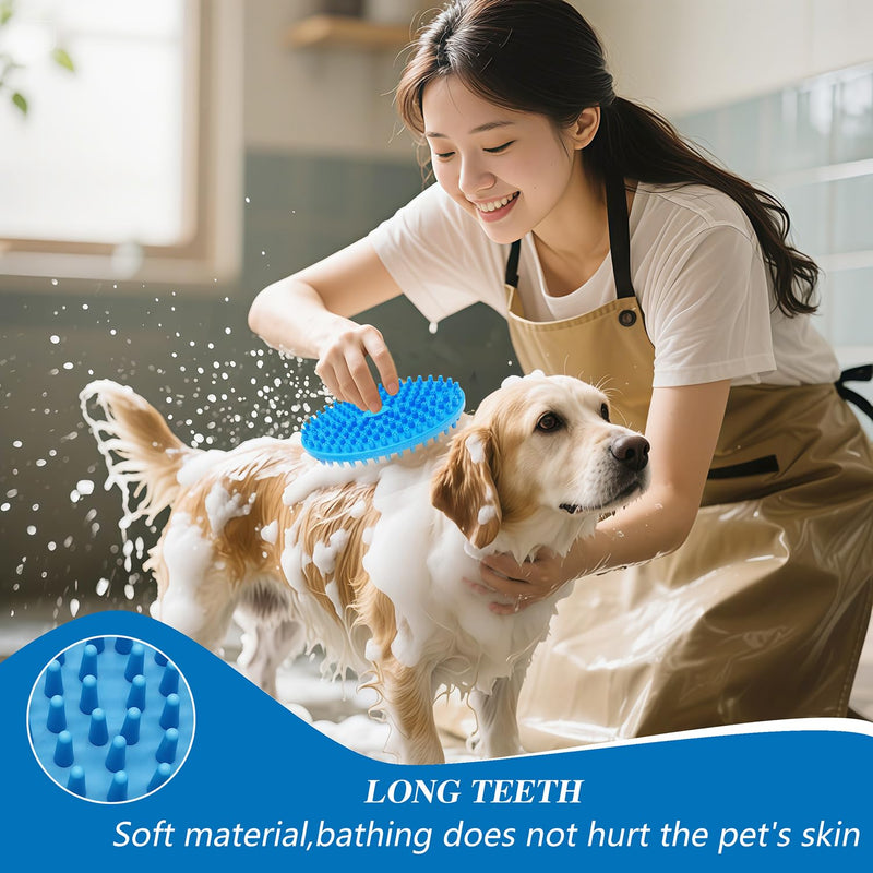 Lilpep Dog Brush - 2-in-1 Double Sided Bath & Massage Brush for Dogs, Pet Shampoo Scrubber, Gentle Hair Cleaning Tool, Soft Rubber Grooming Brush for Short/Long Haired Puppies - PawsPlanet Australia