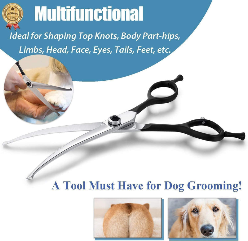 Dream Reach 6.5" Downward Curved Dog Grooming Scissors for Trimming Face and Paws, Safety Round Tip Shears for Pet Dogs and Cats, Professional Pet Grooming Scissors Black Black-6.5in - PawsPlanet Australia