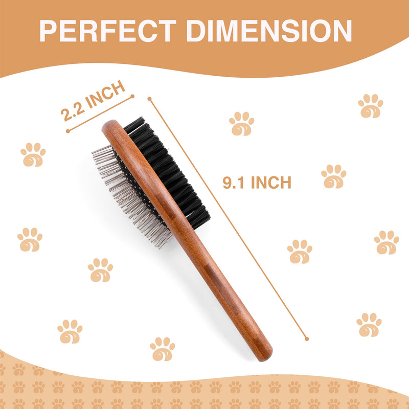 Double-Sided Pet Slicker Brush for Dogs and Cats - Professional Grooming Comb with Pins and Bristles - Ideal for Long and Short Hair - Shedding and Tangle Removal - Durable and Gentle Brush - PawsPlanet Australia