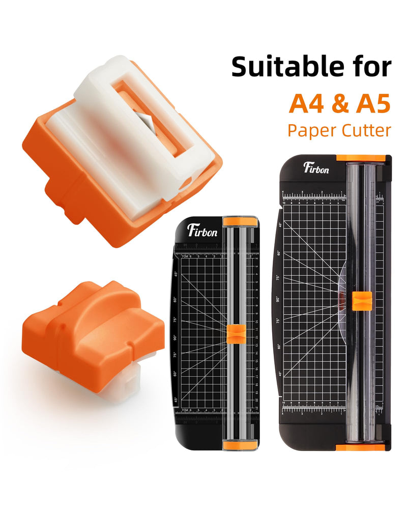 Firbon 2Pcs Refill Blades for A4 A5 Paper Cutter, Spring-Loaded Safeguard Design Replacement Blade for Paper Trimmers (Orange) Orange