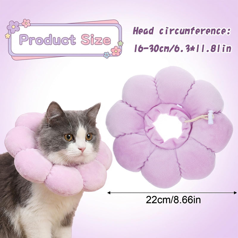 Cat Cone Collar, Adjustable Cat Recovery Collar, Cute Waterproof Cats Recovery Collars Soft Lightweight Cone Collars for Cats After Surgery