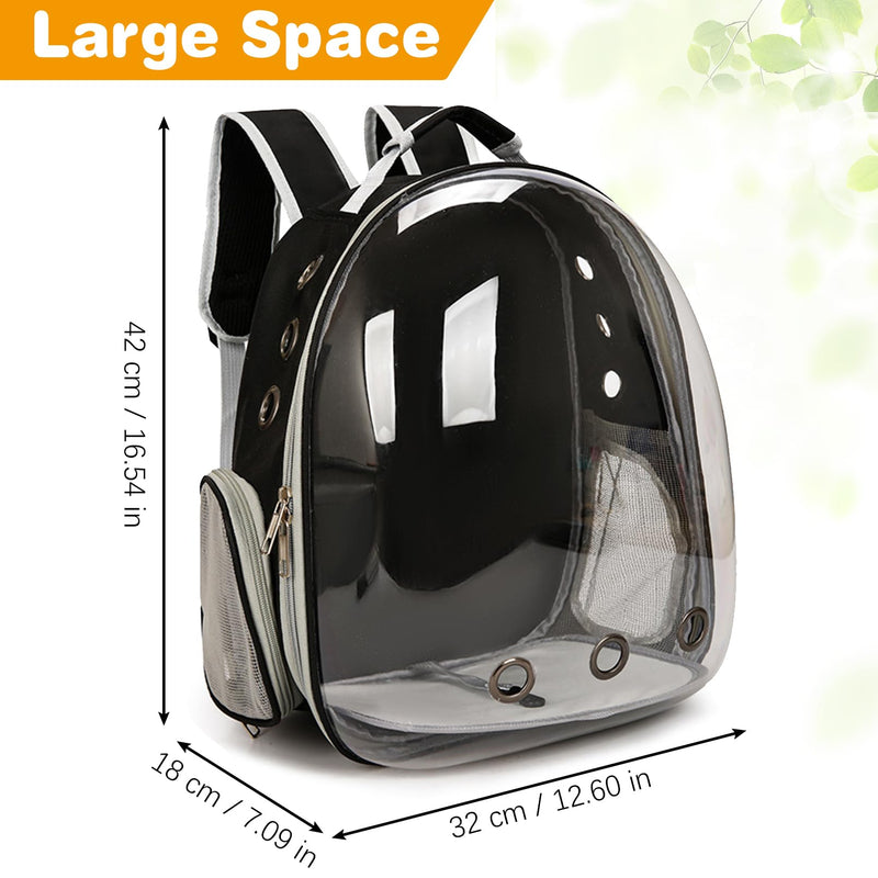 kathson Bearded Dragon Carrier with Harness and Leash Set, Large Reptile Travel Carrier Portable Lizard Backpack Clear Small Animals Carrying Bag for Gecko Hamster Rabbit Hedgehog Kitten (Black) Black - PawsPlanet Australia