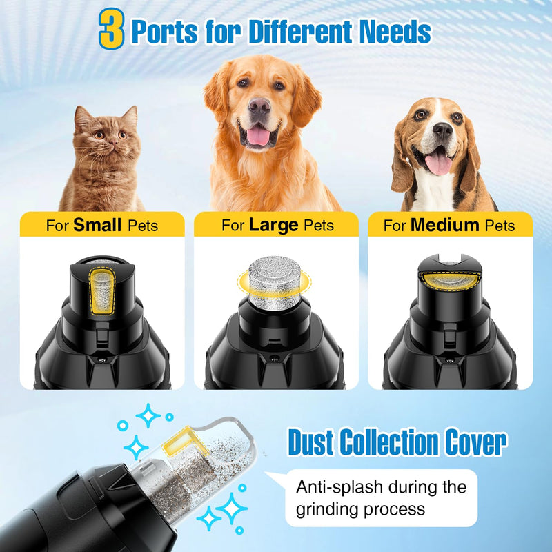 Dog Nail Grinder, 6-Speed Quiet Electric Dog Nail Trimmers, Dog Nail Clippers with File for Small Medium Large Dogs, Cats, Rechargeable Pet Paw Grooming Supplies Kit, 2 Grinding Wheels (Black) Black - PawsPlanet Australia