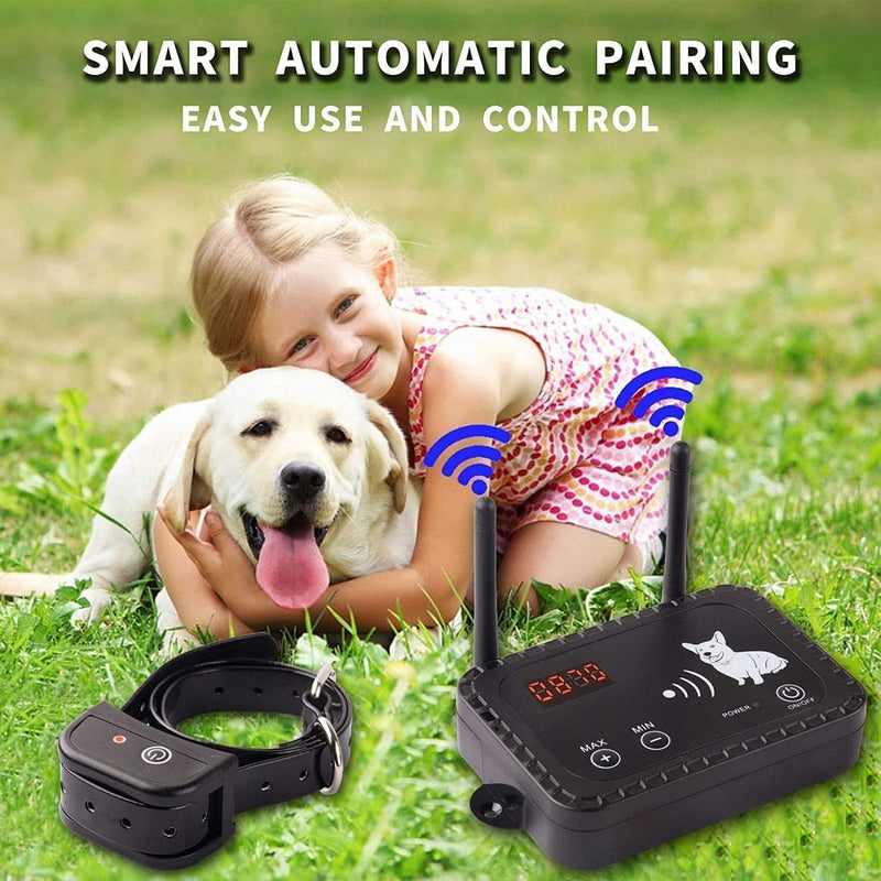 Plkm Dog Wireless Fence Pet Electric Container System, No Randomly Correction Safe Harmless Dog Fence, Adjustable Control Range, Waterproof Rechargeable Dog Fence Collar Receiver For 1 Dog Black