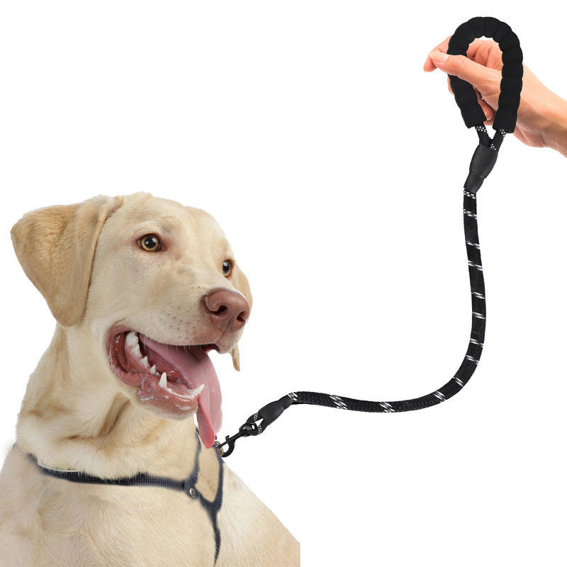 SunGrow 2 ft Nylon Dog Rope Leash, Large Dog Training Tool with Padded Handle & Heavy-Duty Metal Clasp, Reflective, Lightweight & Travel-Friendly for Medium, and Large Dogs, Black - PawsPlanet Australia